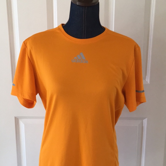 adidas climalite womens run tee orange top Small - Picture 2 of 8